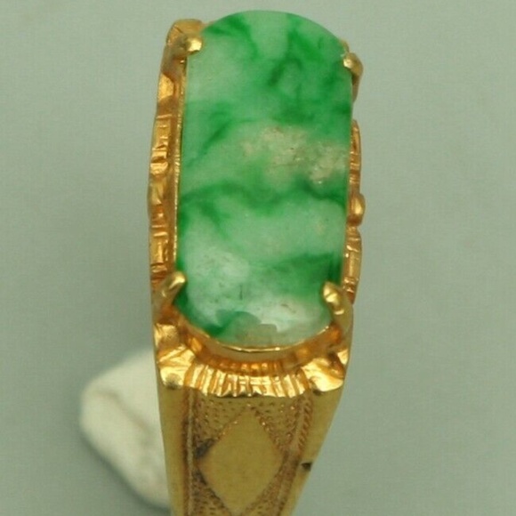 Cert'd Genuine Untreated Green A Jadeite Jade 925 Silver US 6 Ring - Picture 7 of 12